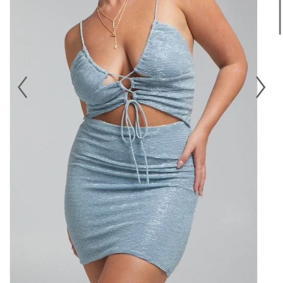 Showpo. | Dresses | Showpo Sparkly Light Blue Tie Dress | Poshmark